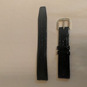 Men's black 16mm crocodile watch strap